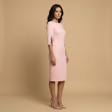 Vestido Midi Manga Tulipán Perlas Pencil