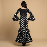 Vestido Largo Flamenca Lunares Manga Campana