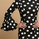 Vestido Largo Flamenca Lunares Manga Campana