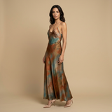 Vestido Largo Satinado Slip Espalda Descubierta