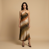 Vestido Largo Halter Degradado Difuminado Espalda