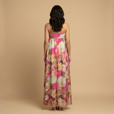 Vestido Largo Strapless Floral Empire Chifón
