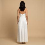 Vestido Largo Strapless Plunge Fruncido Abertura
