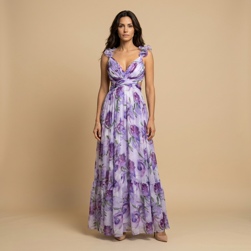 Vestido de Boda Invitada Floral Flores 3D Espalda
