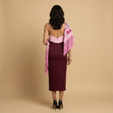 Vestido Largo Satinado Bicolor Plisado Tirantes