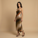 Vestido Largo Halter Degradado Difuminado Espalda