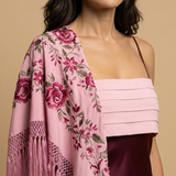 Vestido Largo Satinado Bicolor Plisado Tirantes