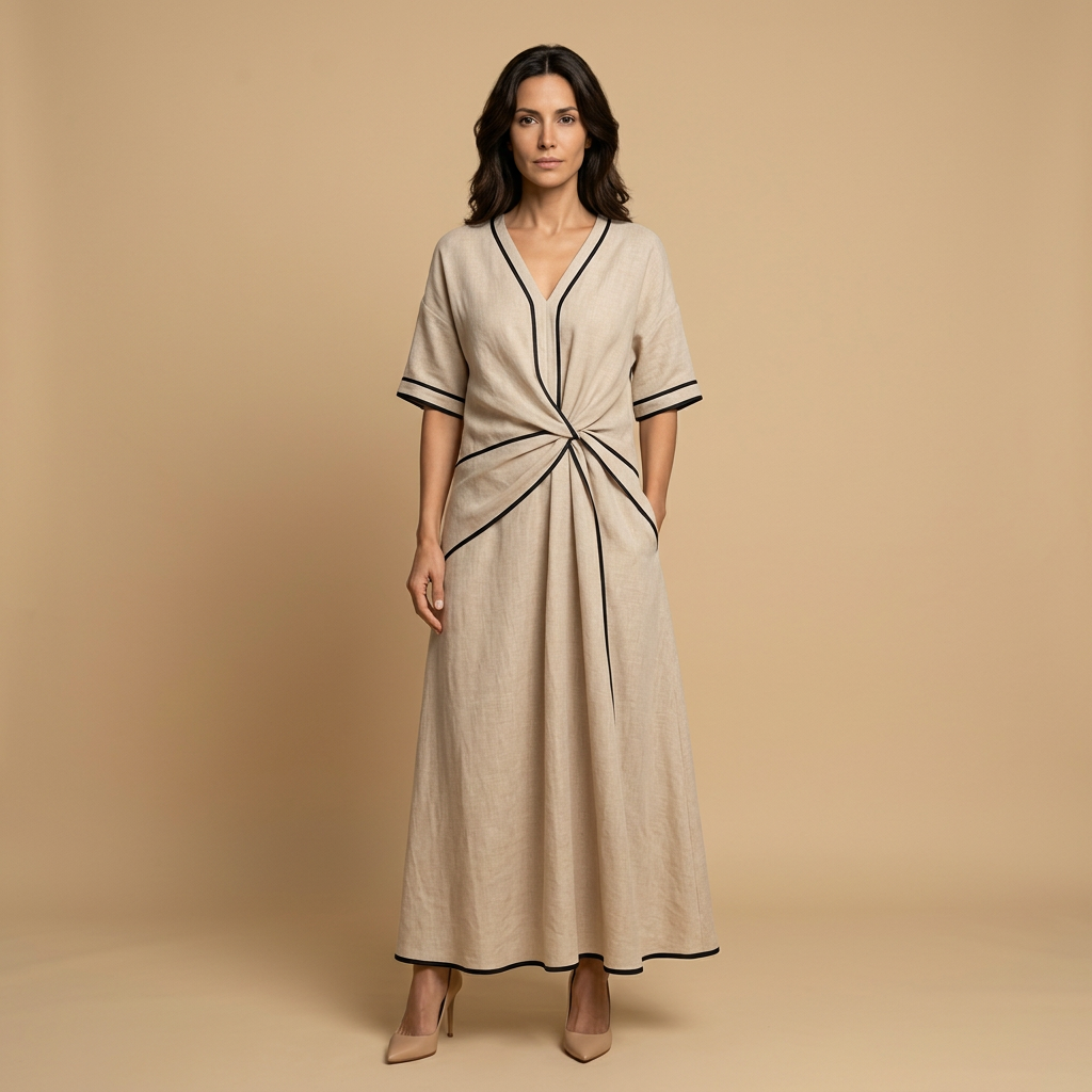 Vestido Largo Nudo Cintura Verano