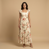 Vestido Boda Invitada Largo Plisado Floral