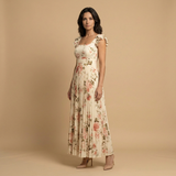 Vestido Boda Invitada Largo Plisado Floral