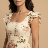 Vestido Boda Invitada Largo Plisado Floral